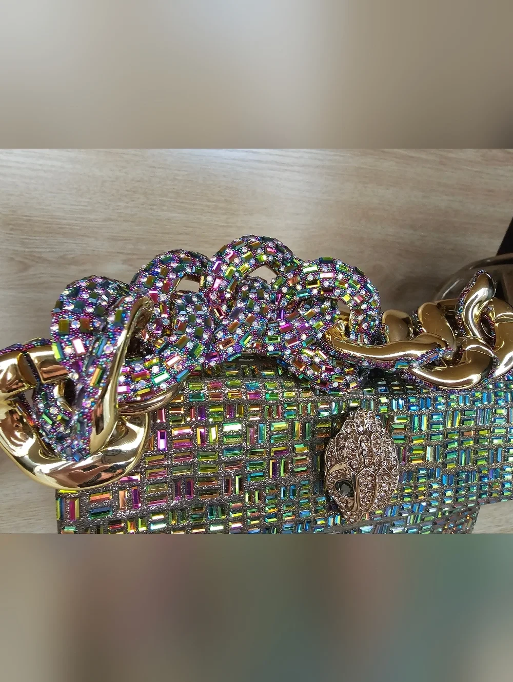 Kurt Geiger Multicolor Beaded Chain Shoulder Bag - Gold Hardware